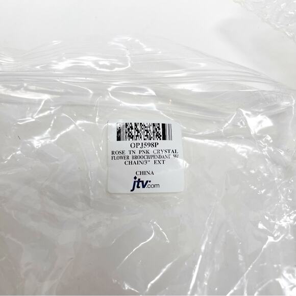 JTV Rose Pink Crystal Flower Brooch Pendant Chain Necklace - Picture 7 of 7
